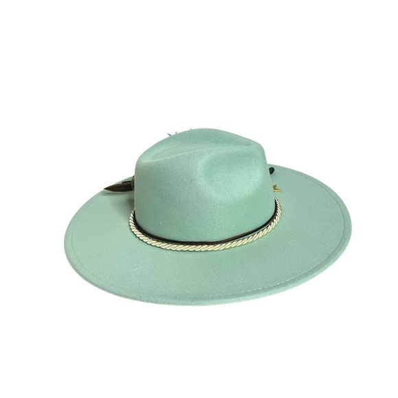 Unisex Customized wide brim teal Fedora hat. - Picture 11 of 14